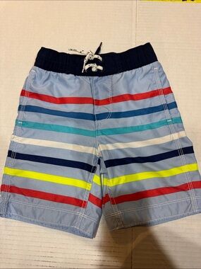 GAP Light Blue Swim Shorts with Multicolor Stripes